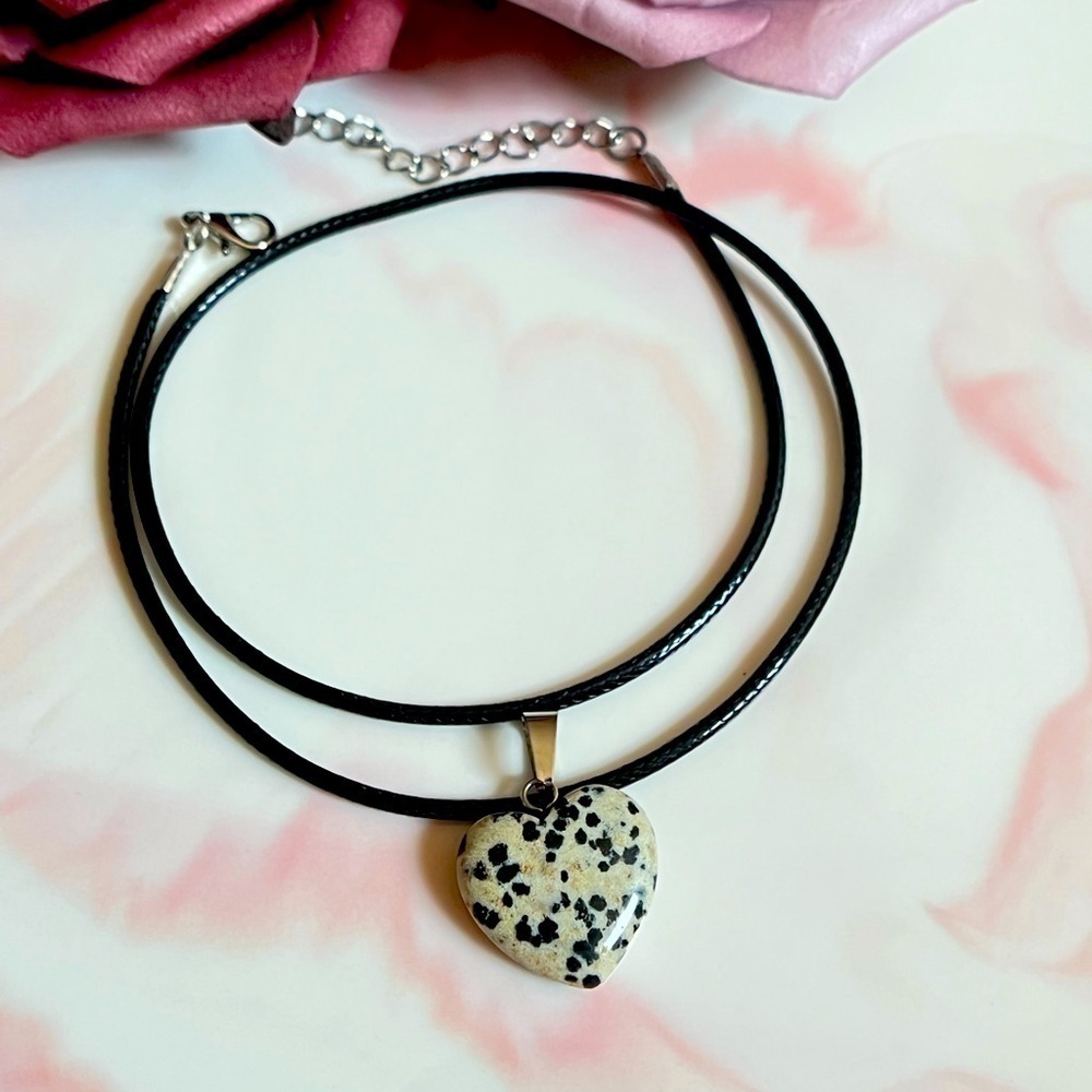 Natural Stone Heart Pendant Necklace